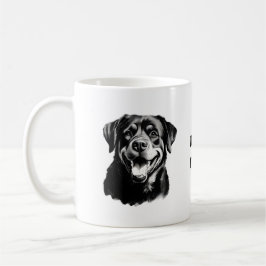 Rottweiler Schwarz-Weiß-Silhouette Kaffeetasse