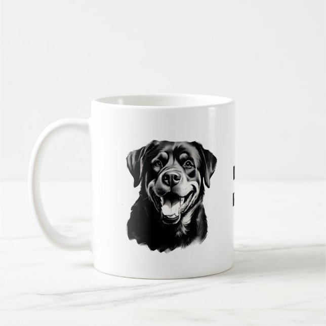 Rottweiler Schwarz-Weiß-Silhouette Kaffeetasse (Links)