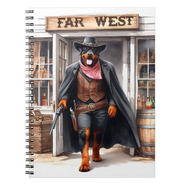Rottweiler Sheriff im Fernen Westen Saloon Wasserf Notizblock (Vorderseite)