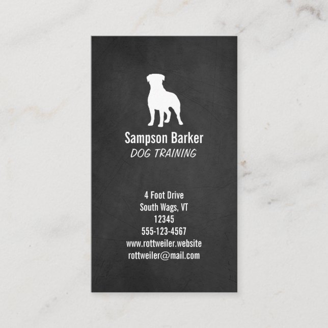 Rottweiler-Silhouette | Chalkboard Style | Rottie Visitenkarte (Vorderseite)