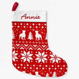 Rottweiler Silhouette-Feiertags-Strickjacke-Muster Kleiner Weihnachtsstrumpf