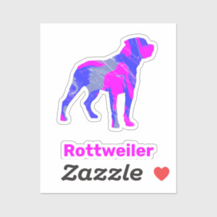 Rottweiler Silhouette Hot Pink & Blue Sticker