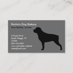 Rottweiler-Silhouette   Rottie Dog Grau und Schwar Visitenkarte
