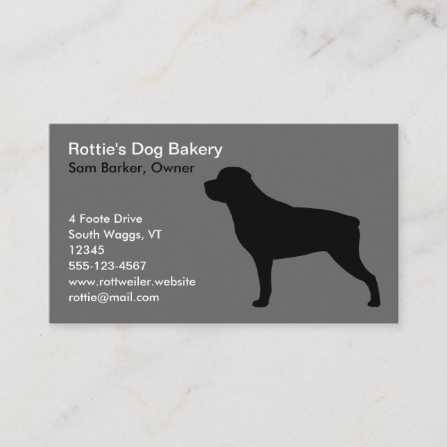 Rottweiler-Silhouette | Rottie Dog Grau und Schwar Visitenkarte (Vorderseite)