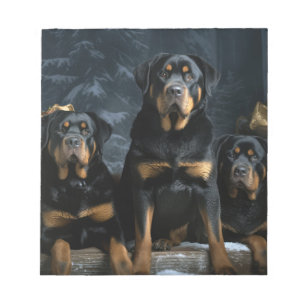 Rottweiler Snowy Sleigh Weihnachtsdekor Notizblock