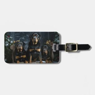 Rottweiler Snowy Sleigh Weihnachtsdekoration Gepäckanhänger