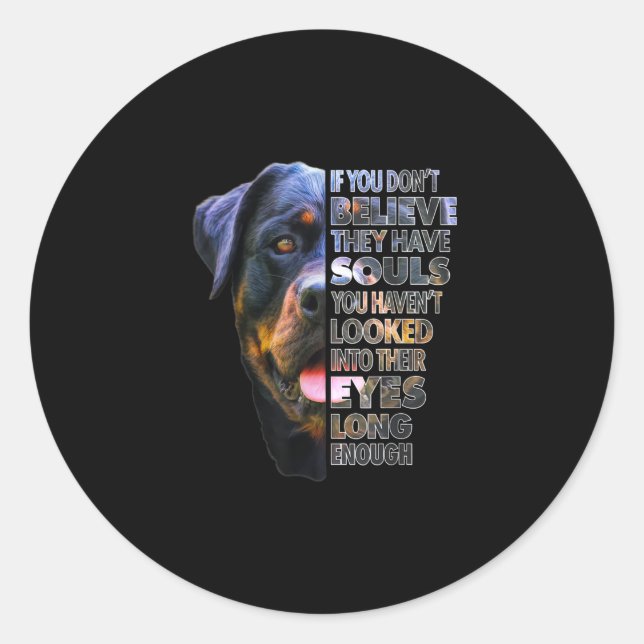 Rottweiler Soul I Liebe Rotties Dog Lover Runder Aufkleber (Vorderseite)