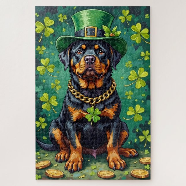 Rottweiler St. Patrick's Day Glückshund (Vertikal)