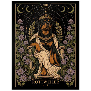 Rottweiler, Sternenlicht-Tarot-Kunst Postkarte