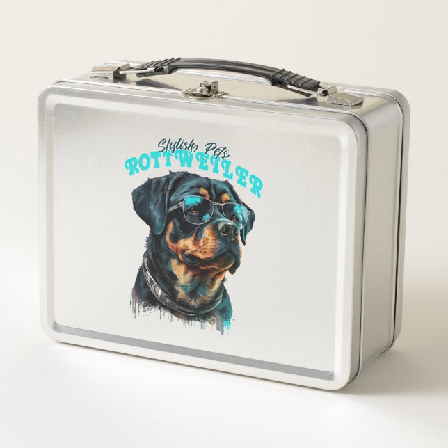 Rottweiler Stilvolle Haustiere Metall Brotdose (Vorderseite)