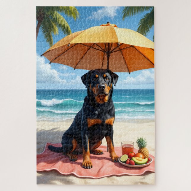 Rottweiler Strand Relax Szene (Vertikal)