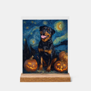 Rottweiler Süßer Hund Halloween Jack O Lantern Kür Acrylschild