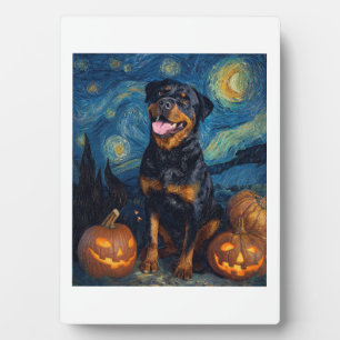 Rottweiler Süßer Hund Halloween Jack O Lantern Kür Fotoplatte