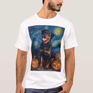 Rottweiler Süßer Hund Halloween Jack O Lantern Kür T-Shirt