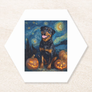 Rottweiler Süßer Hund Halloween Jack O Lantern Kür Untersetzer