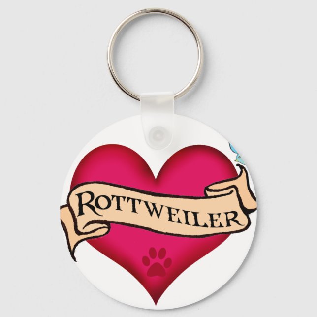 Rottweiler Tattoo Heart Schlüsselanhänger (Vorderseite)