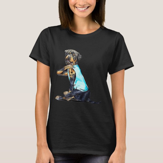 Rottweiler Tattoos I Liebe MAMA Sitzen Geschenk T-Shirt (Vorderseite)