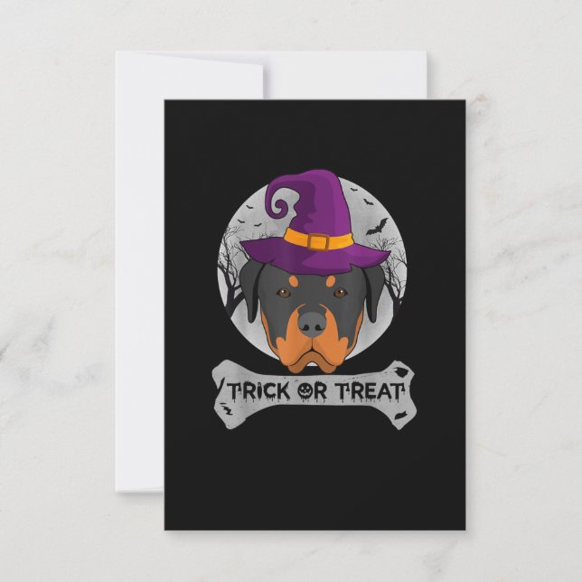 Rottweiler Trick oder Treat Funny Dog RSVP Karte (Vorderseite)