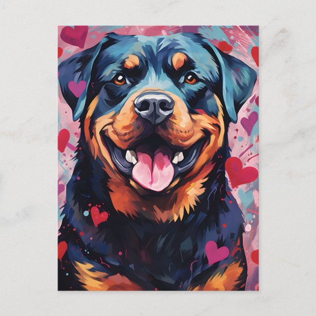 Rottweiler Valentinstag Postkarte (Vorderseite)