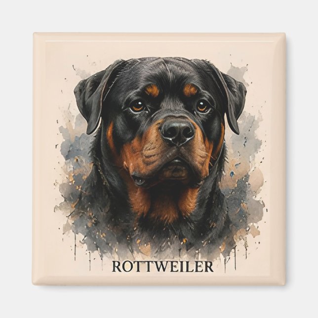 Rottweiler Wachhund Geschenk Magnet (Vorne)