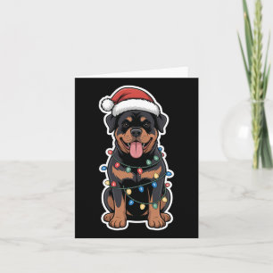 Rottweiler wackelte in Weihnachtslicht Karte