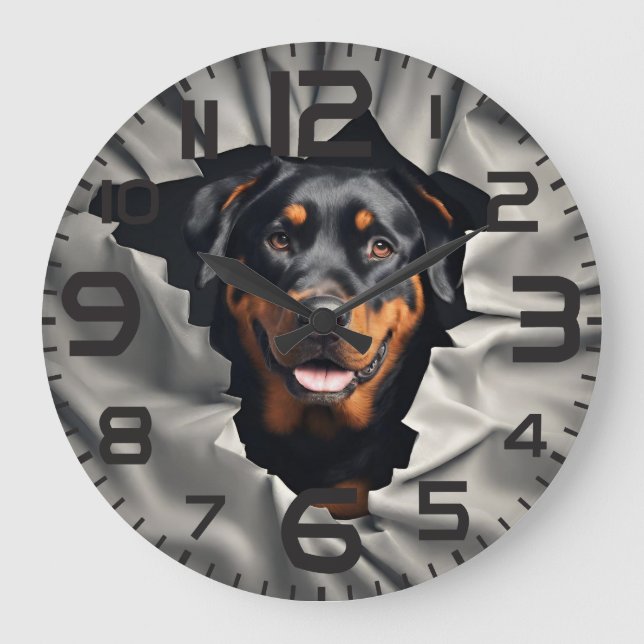 Rottweiler Wall Clock Große Wanduhr (Vorderseite)