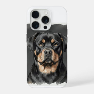 Rottweiler-Wasserfarbenporträt iPhone 15 Pro Hülle