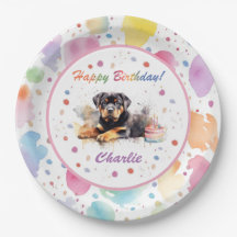 Rottweiler Wasserfarbpapier-Platte