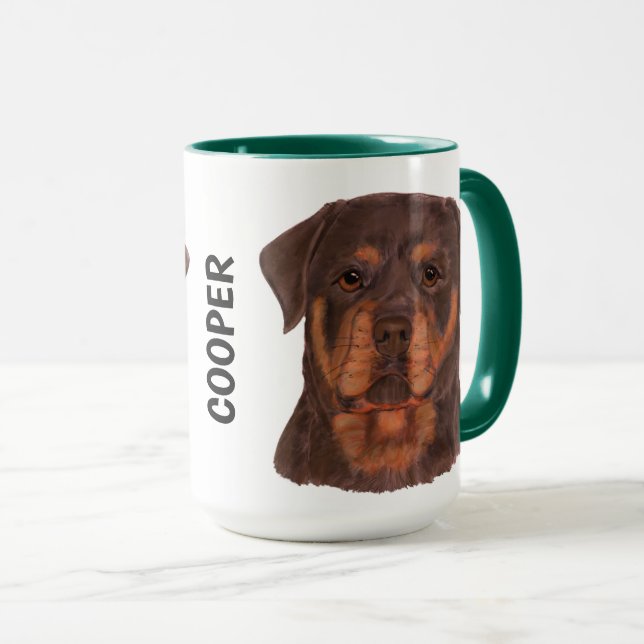 Rottweiler Watercolor Personalisierte Mug Tasse (VorderseiteRechts)