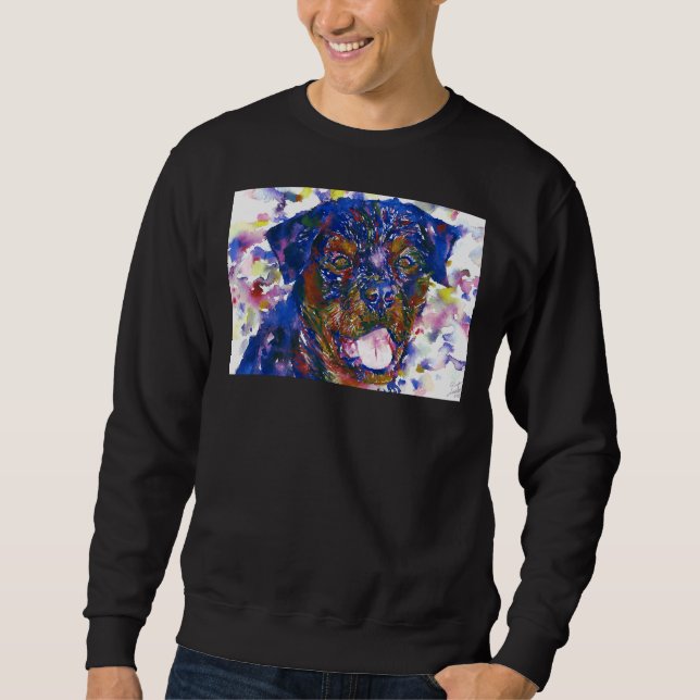 Rottweiler Watercolor Portrait Sweatshirt (Vorderseite)