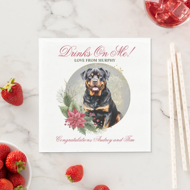 Rottweiler Wedding Napkins mit Hunden Foto Serviette (Beispiel)