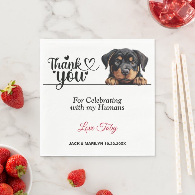 Rottweiler Wedding Vielen Dank Serviette (Beispiel)