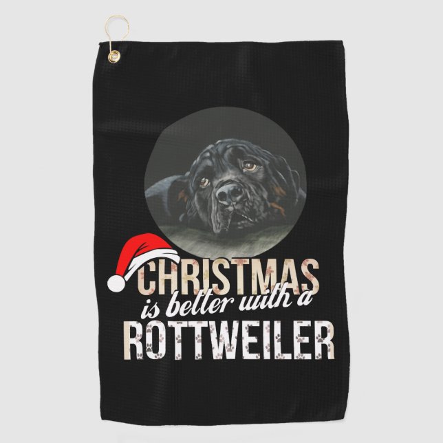 Rottweiler - Weihnachten ist besser mit einem Rott Golfhandtuch (Vorderseite)