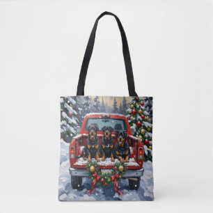 Rottweiler Weihnachten Rotes Lastwagen Ferien Tasche