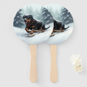 Rottweiler Weihnachten Schnee Winter Kissenhülle Fächer