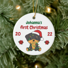 Rottweiler Weihnachtsbabys erste Weihnachten