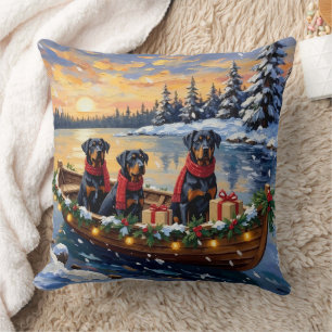 Rottweiler Weihnachtsboot Urlaub Kissen