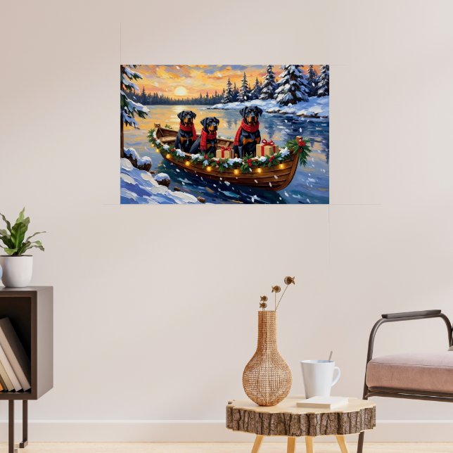 Rottweiler Weihnachtsboot Urlaub Poster (Wohnzimmer 3)