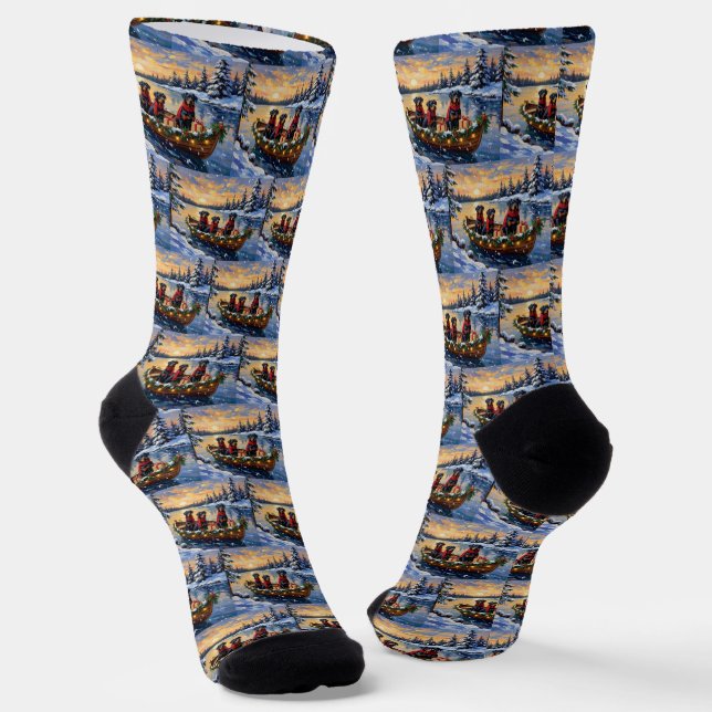 Rottweiler Weihnachtsboot Urlaub Socken (Gewinkelt)
