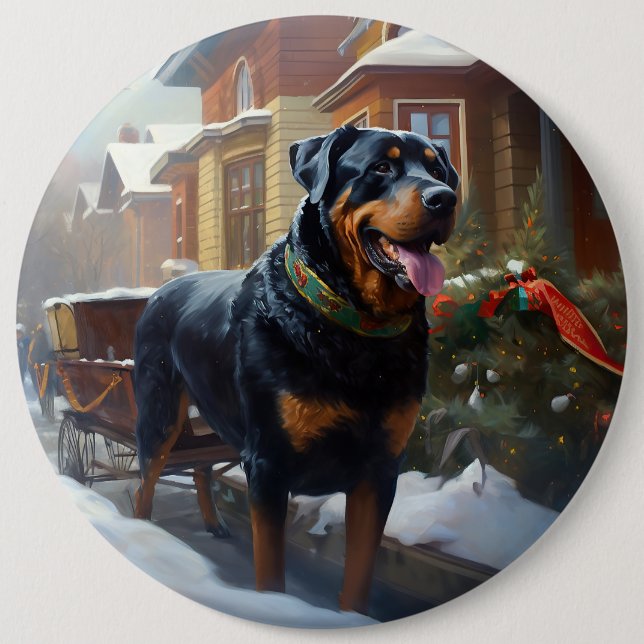 Rottweiler Weihnachtsfeiertage Button (Vorderseite)