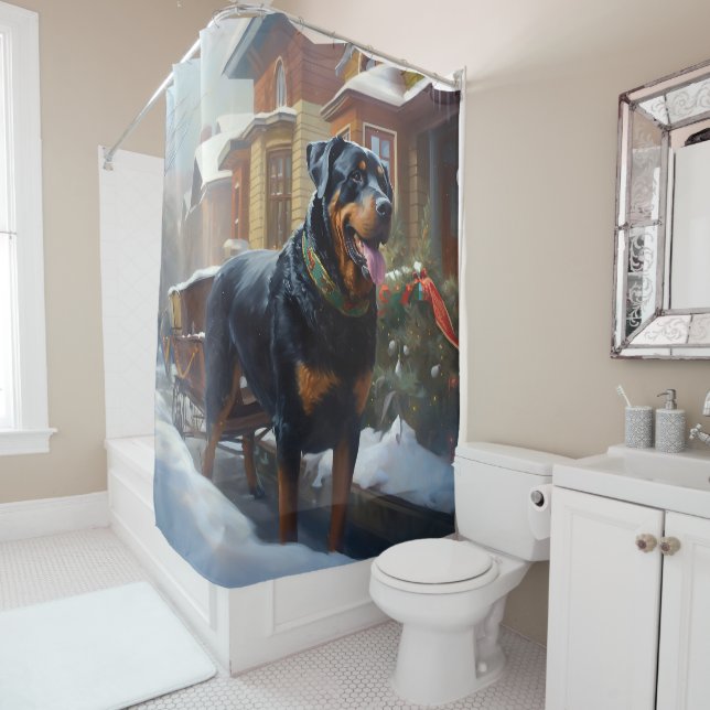Rottweiler Weihnachtsfeiertage Duschvorhang (Beispiel)