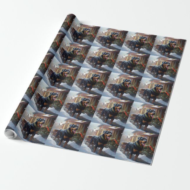 Rottweiler Weihnachtsfeiertage Geschenkpapier (Ungerollt)