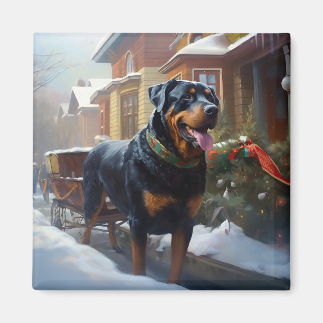 Rottweiler Weihnachtsfeiertage Magnet (Vorne)
