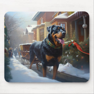 Rottweiler Weihnachtsfeiertage Mousepad
