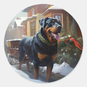 Rottweiler Weihnachtsfeiertage Runder Aufkleber