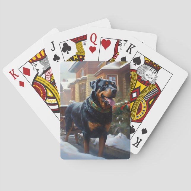 Rottweiler Weihnachtsfeiertage Spielkarten (Rückseite)