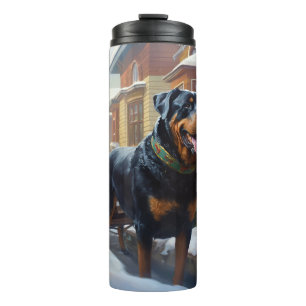 Rottweiler Weihnachtsfeiertage Thermosbecher