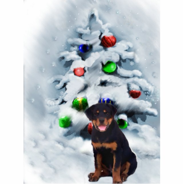 Rottweiler Weihnachtsgeschenke Fotoskulptur Ornament (Vorne)