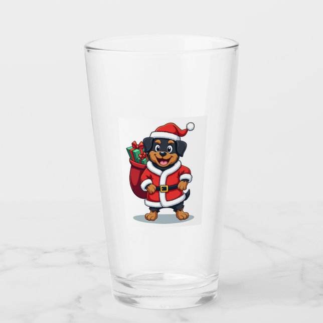 Rottweiler Weihnachtshelfer Glas (Vorderseite)