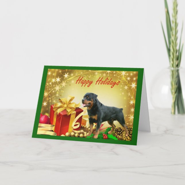 Rottweiler Weihnachtskarten-Geschenke Feiertagskarte (Vorderseite)